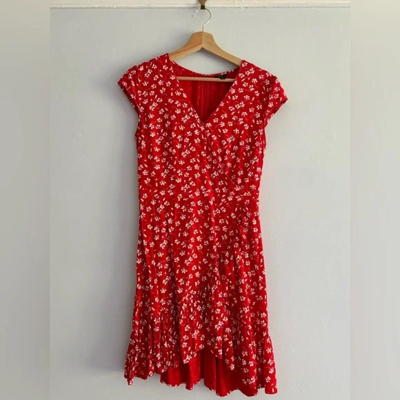 j crew red polka dot dress J.CREW Sheath Dress Red & Black Optic Polka Dots Sleeveless Career Work Sz 6